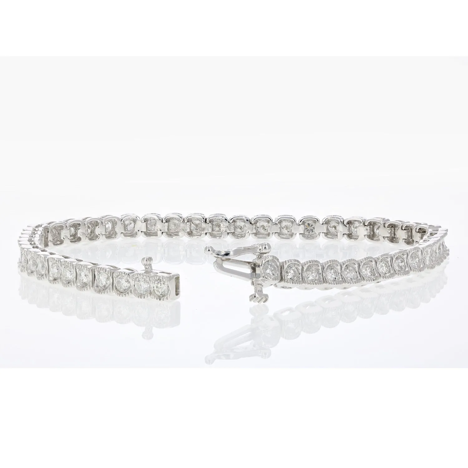 2 cttw Diamond Cushion Shape Tennis Bracelets in 14K White Gold