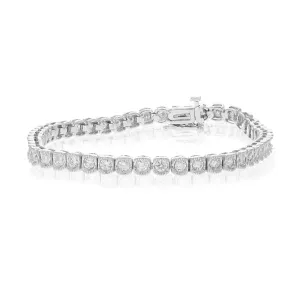 2 cttw Diamond Cushion Shape Tennis Bracelets in 14K White Gold