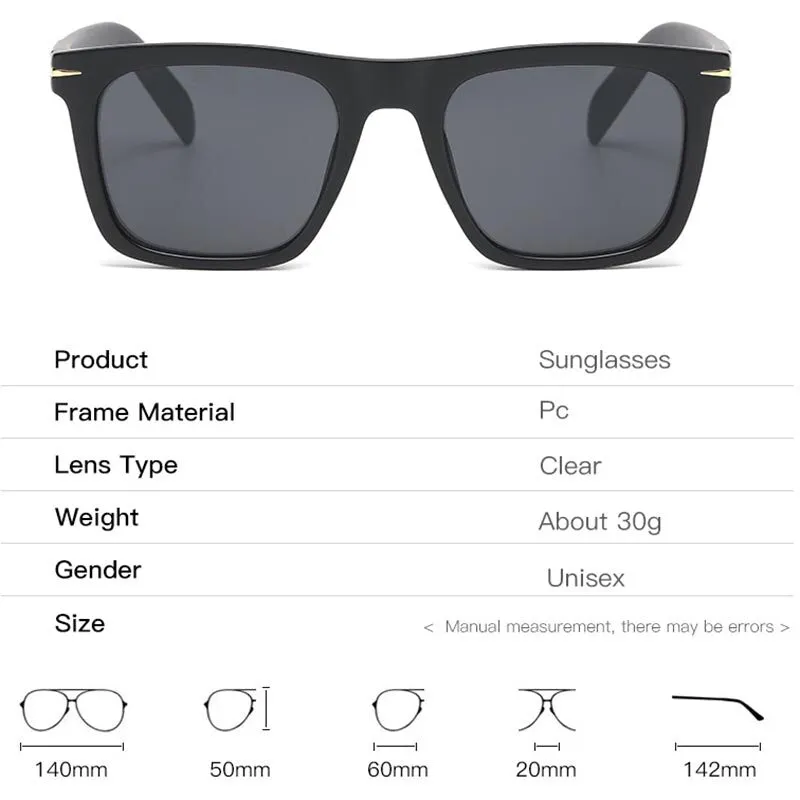 2023 Classic Men's Square Sunglasses Fashion Rivet Retro Beckham Style Driver Eyewear JN1210