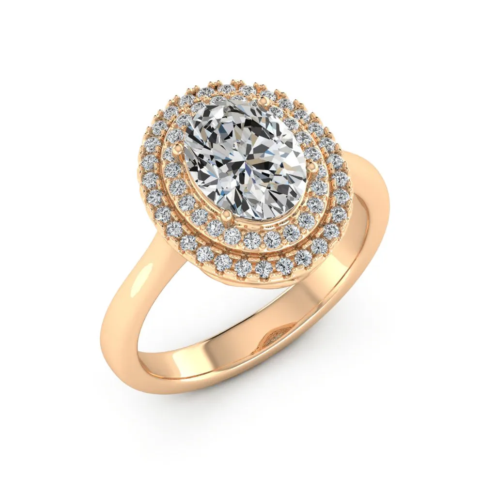 2.37 CTS DEW Moissanite Double Halo Ring