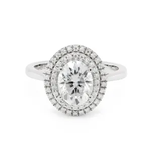 2.37 CTS DEW Moissanite Double Halo Ring