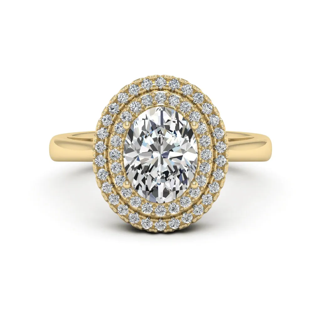 2.37 CTS DEW Moissanite Double Halo Ring
