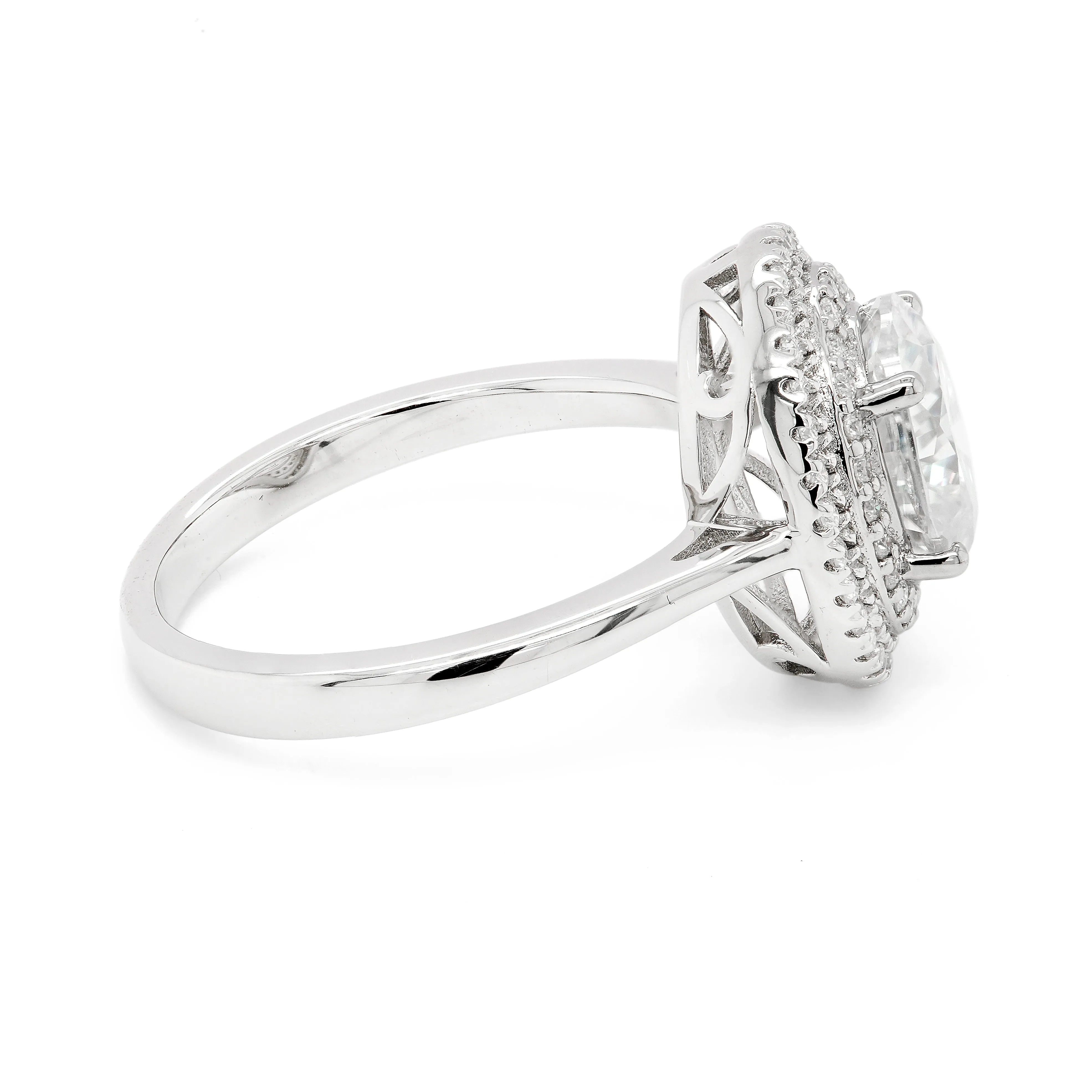 2.37 CTS DEW Moissanite Double Halo Ring