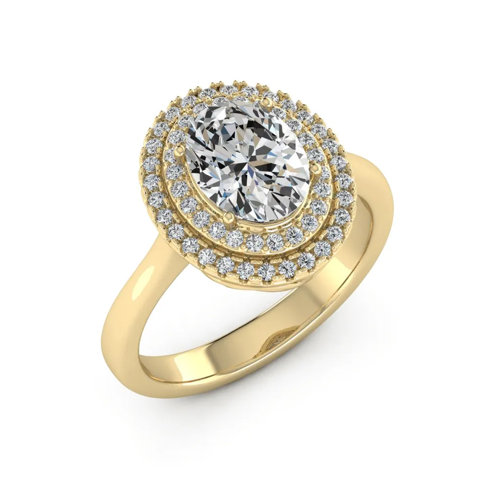 2.37 CTS DEW Moissanite Double Halo Ring