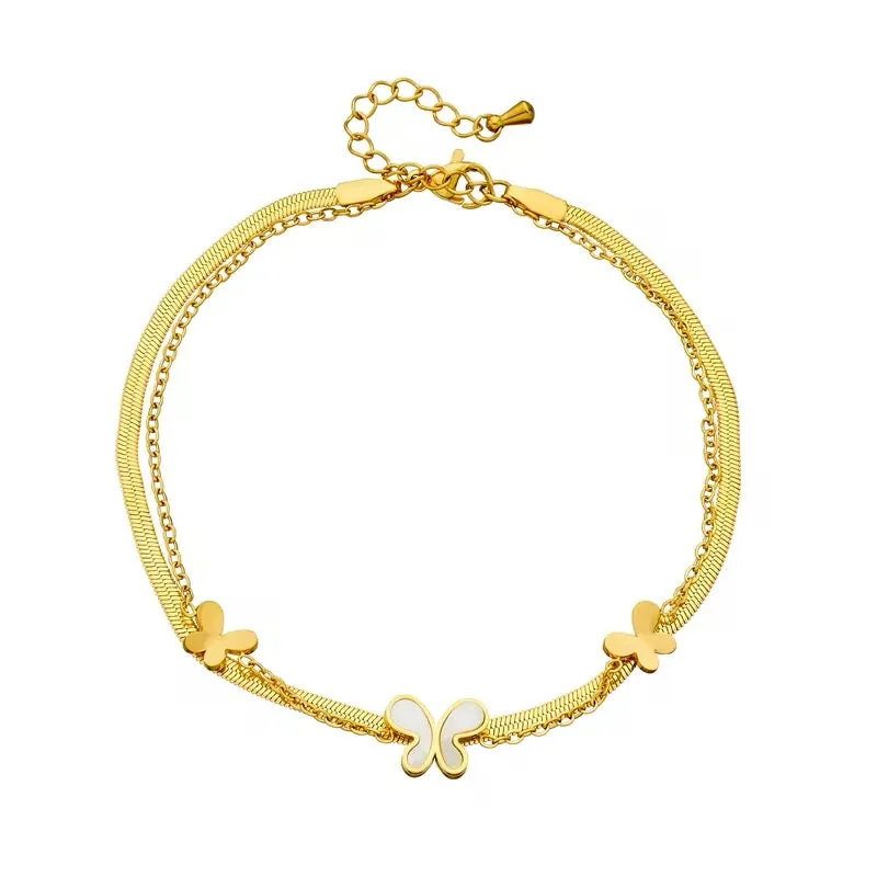 3 Butterflies Double Anklet