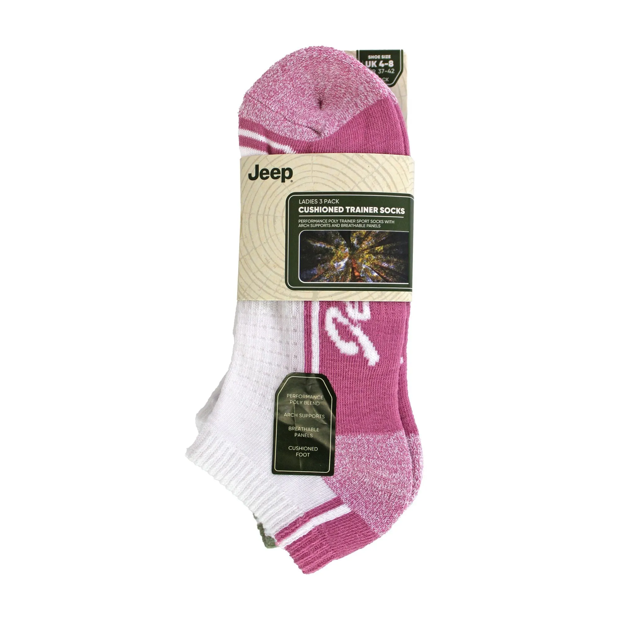 3 Pack Ladies Performance Trainer Socks | Outdoor Cushioned Low Cut Socks