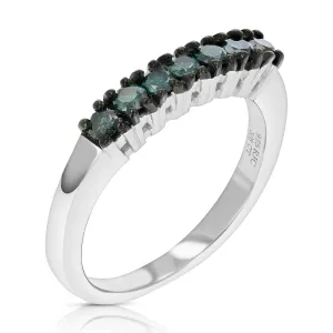 3/8 cttw Blue Diamond Wedding Band .925 in Sterling Silver