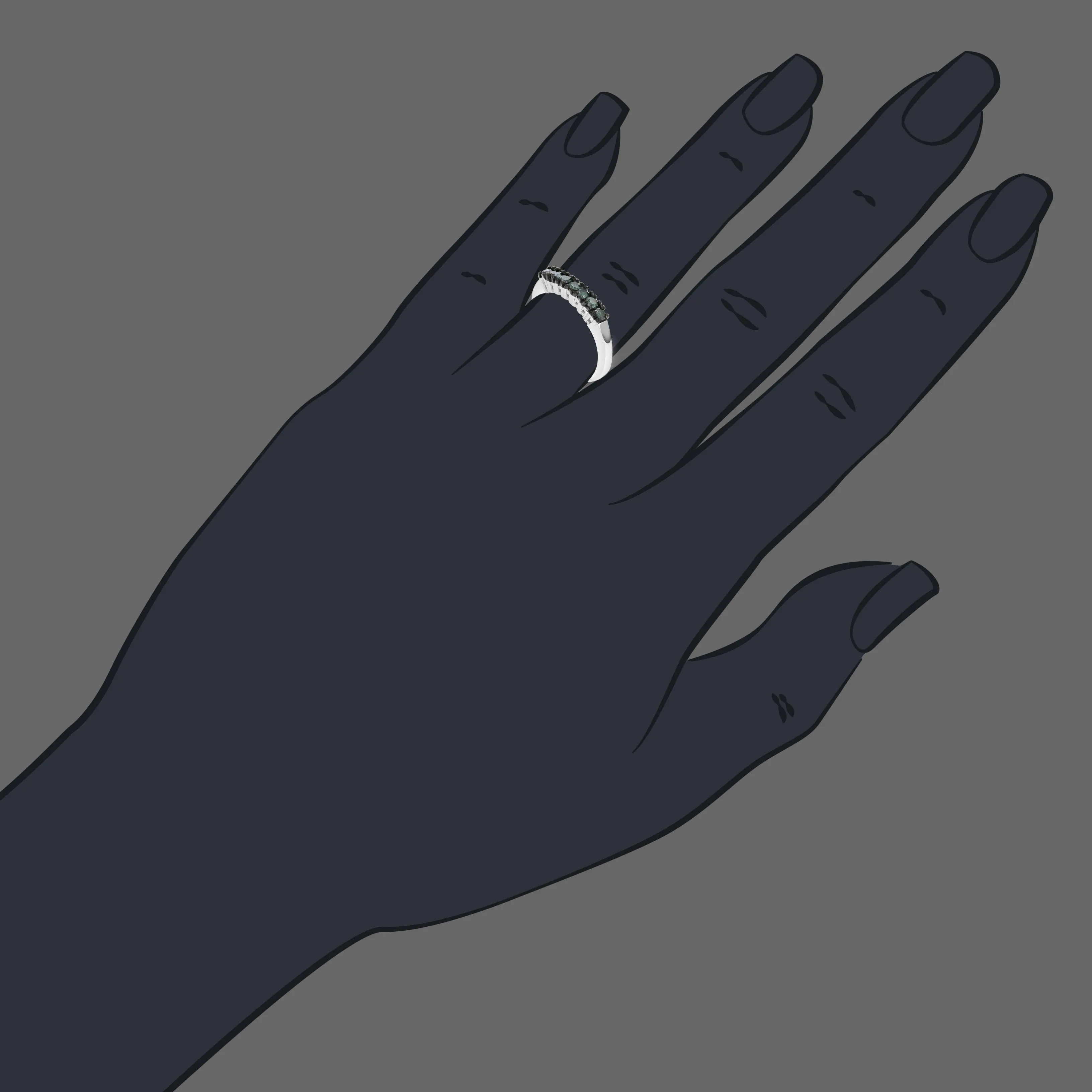 3/8 cttw Blue Diamond Wedding Band .925 in Sterling Silver