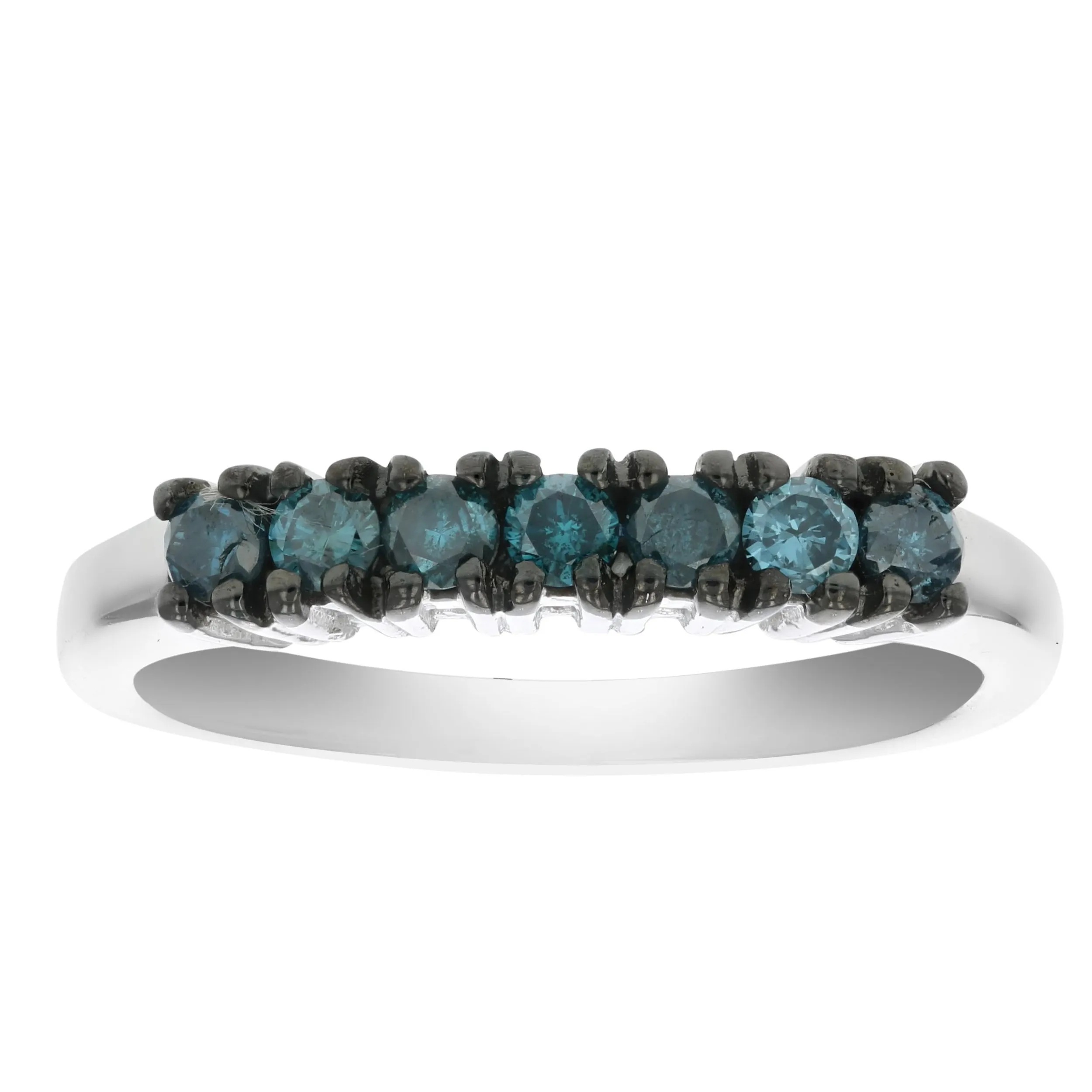 3/8 cttw Blue Diamond Wedding Band .925 in Sterling Silver