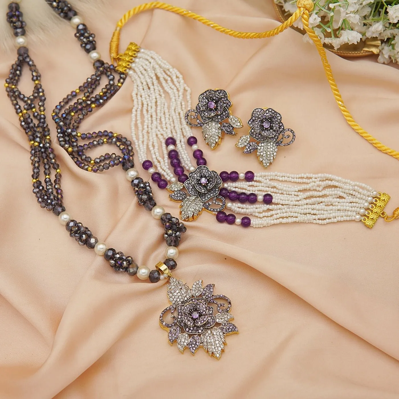 3D Design Zirconia Mala Choker Set
