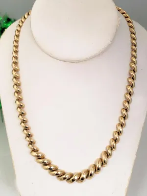 9.7-6mm Tapered Italian San Marco Necklace In 14k Yellow Gold