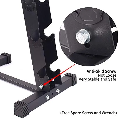 A-Frame Dumbbell Rack Only-6 Tier Weight Rack for Dumbbells, Dumbbell Stand - Dumbbell Holder - Dumbbell Rack Stand - Weight Racks for Dumbbells in 3,4,5,6 Tiers (580 LBS) (Black - Holds 3 pairs)