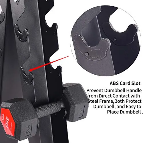 A-Frame Dumbbell Rack Only-6 Tier Weight Rack for Dumbbells, Dumbbell Stand - Dumbbell Holder - Dumbbell Rack Stand - Weight Racks for Dumbbells in 3,4,5,6 Tiers (580 LBS) (Black - Holds 3 pairs)