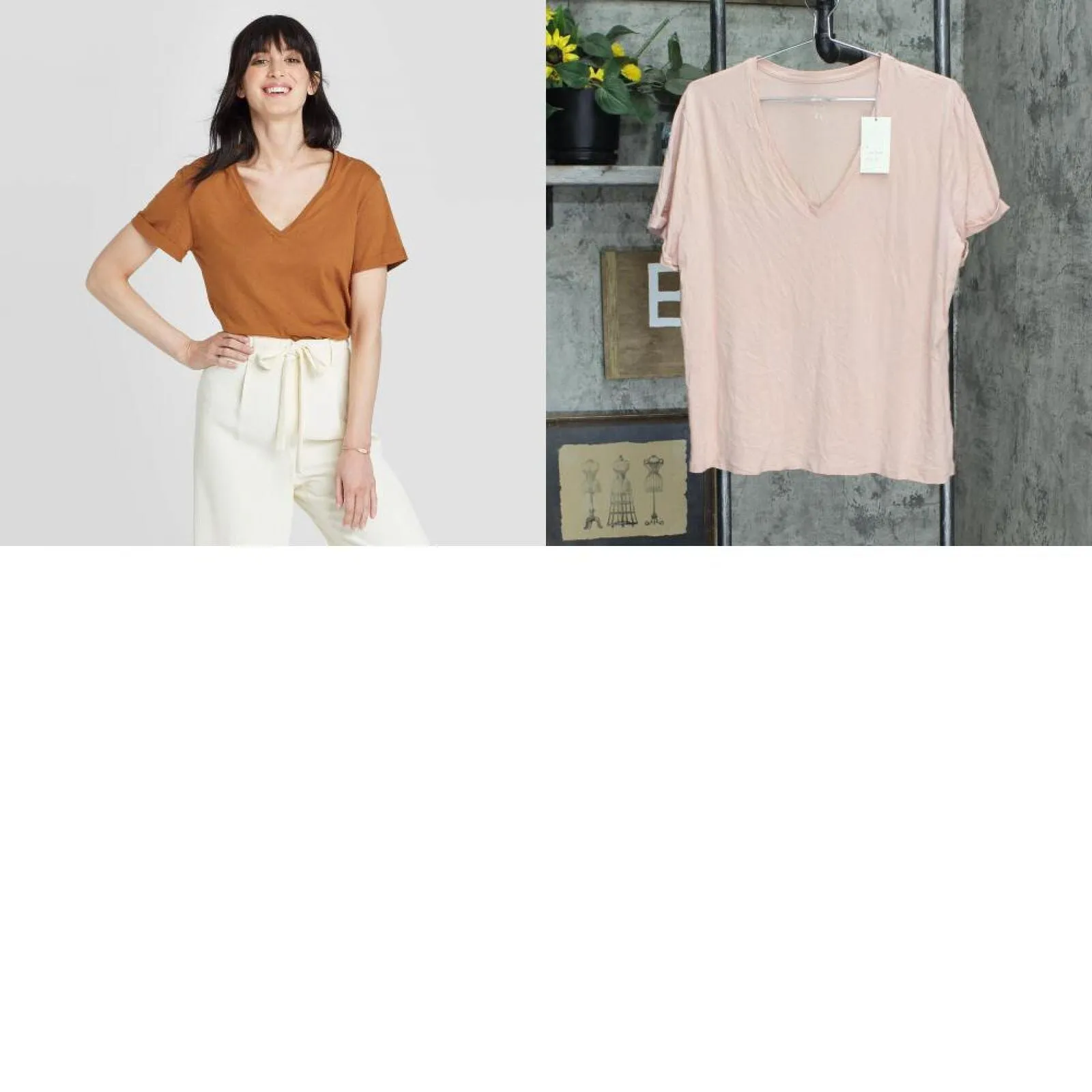 A New Day Women's Short Sleeve V-Neck Casual Cuff T-Shirt 562552