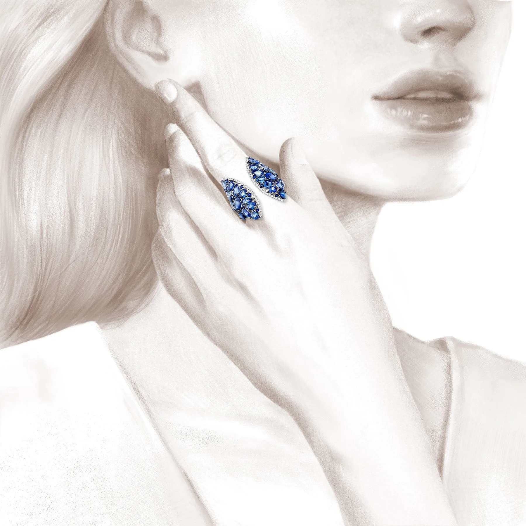 A Sea of Blue Tidal Blue Sapphire Cocktail Ring