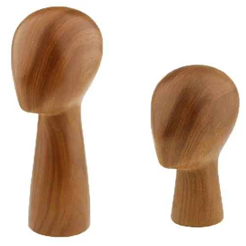 Abstract GFRP imitation Wooden Mannequin Manikin Head Model Hair Wigs Hat Display Holder Stand Rack Block Shop Home Decor Sculpture Doll (S)
