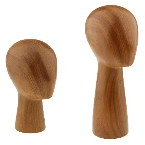 Abstract GFRP imitation Wooden Mannequin Manikin Head Model Hair Wigs Hat Display Holder Stand Rack Block Shop Home Decor Sculpture Doll (S)