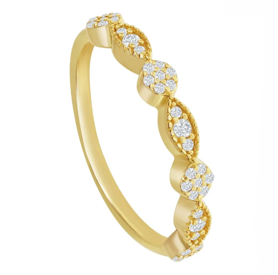 Alternating Pave Round and Marquise Station Band
