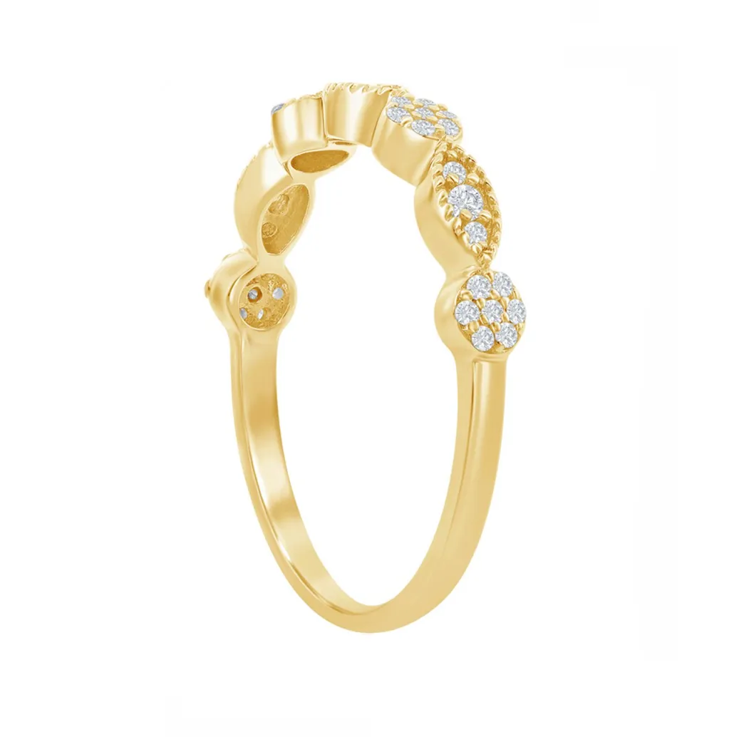 Alternating Pave Round and Marquise Station Band