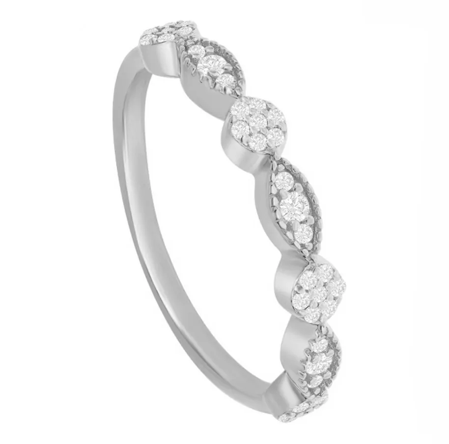Alternating Pave Round and Marquise Station Band