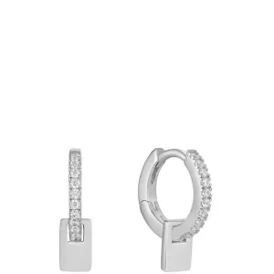 Ania Haie Glam Pendant Silver Huggie Hoop Earrings