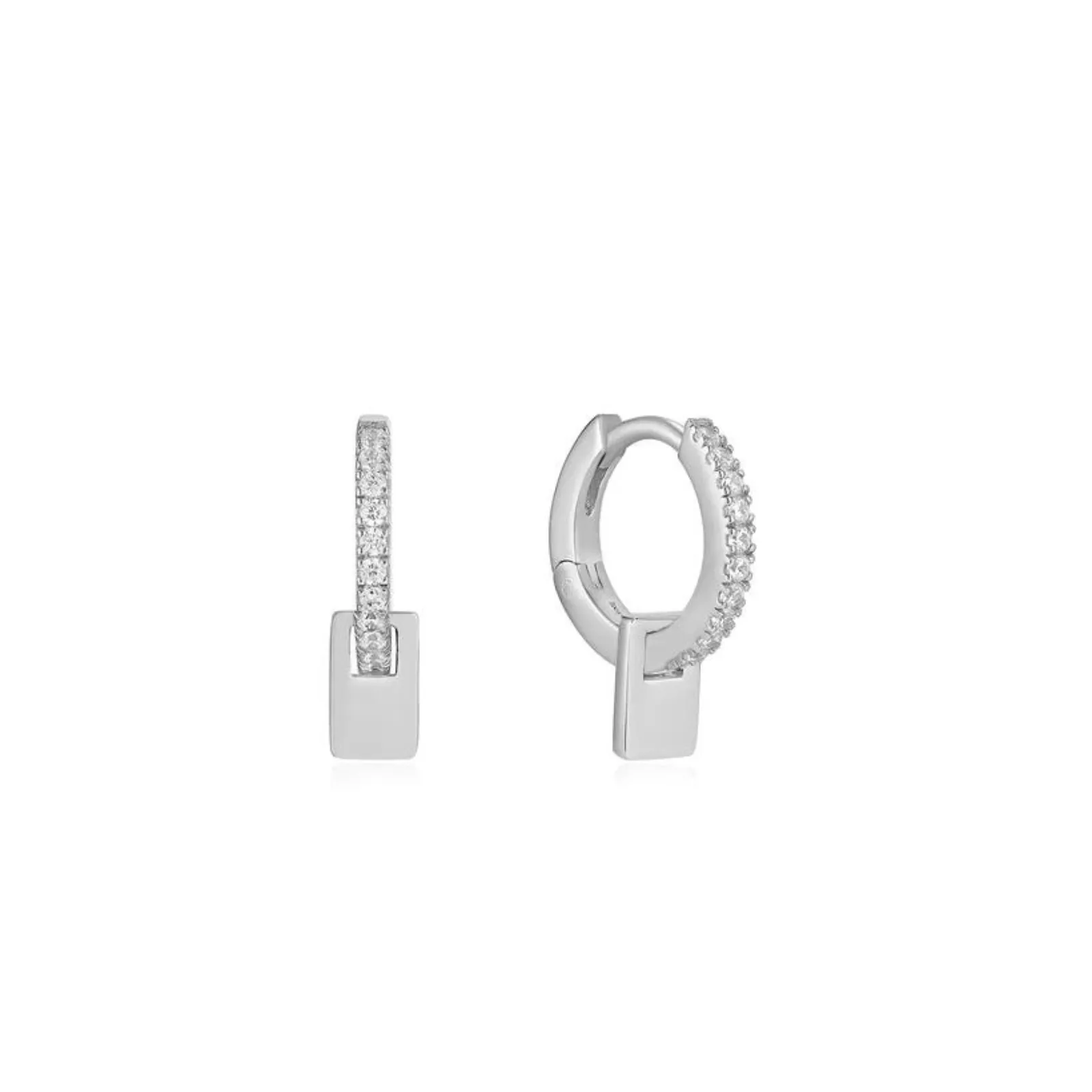 Ania Haie Glam Pendant Silver Huggie Hoop Earrings
