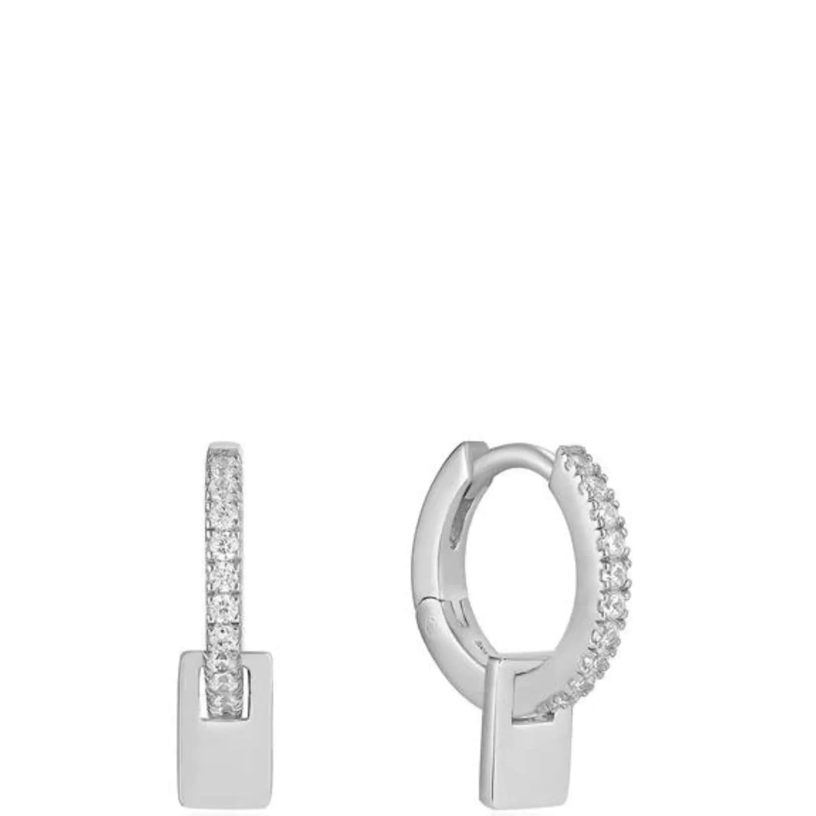 Ania Haie Glam Pendant Silver Huggie Hoop Earrings