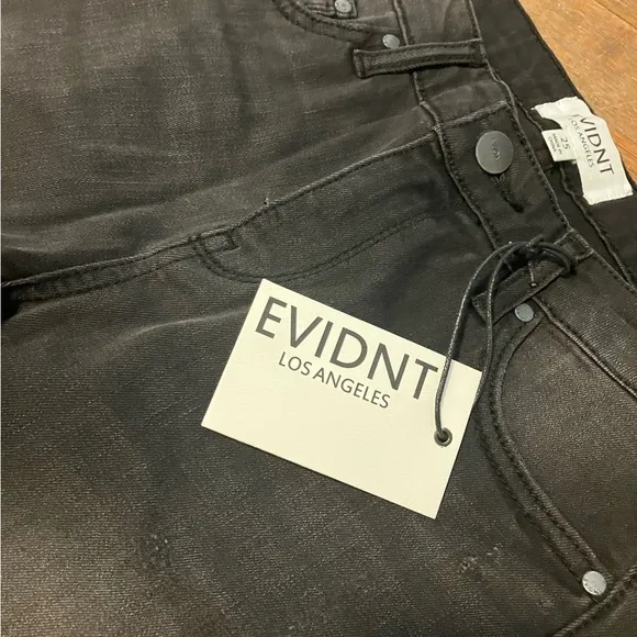 ANTHROPOLGIE x Evidnt Skinny Fringe Hem Rinsed Black Luxury Denim Jeans NWT