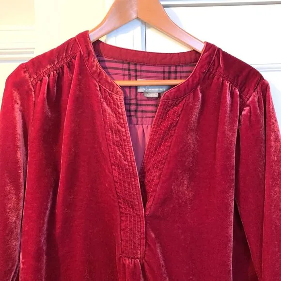 Anthropologie Melody Velvet Tunic Dress Pink Raspberry Small Mini Date Valentine