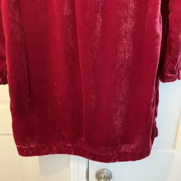 Anthropologie Melody Velvet Tunic Dress Pink Raspberry Small Mini Date Valentine