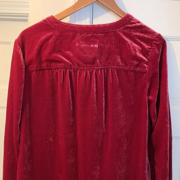 Anthropologie Melody Velvet Tunic Dress Pink Raspberry Small Mini Date Valentine