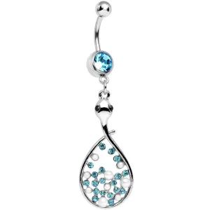 Aqua Cubic Zirconia Bubbling Snake Dangle Belly Ring
