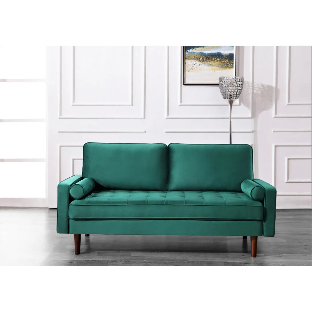 Ashfaq 57.8" Velvet Square Arm Loveseat Wade Logan® Fabric: Polyester Green