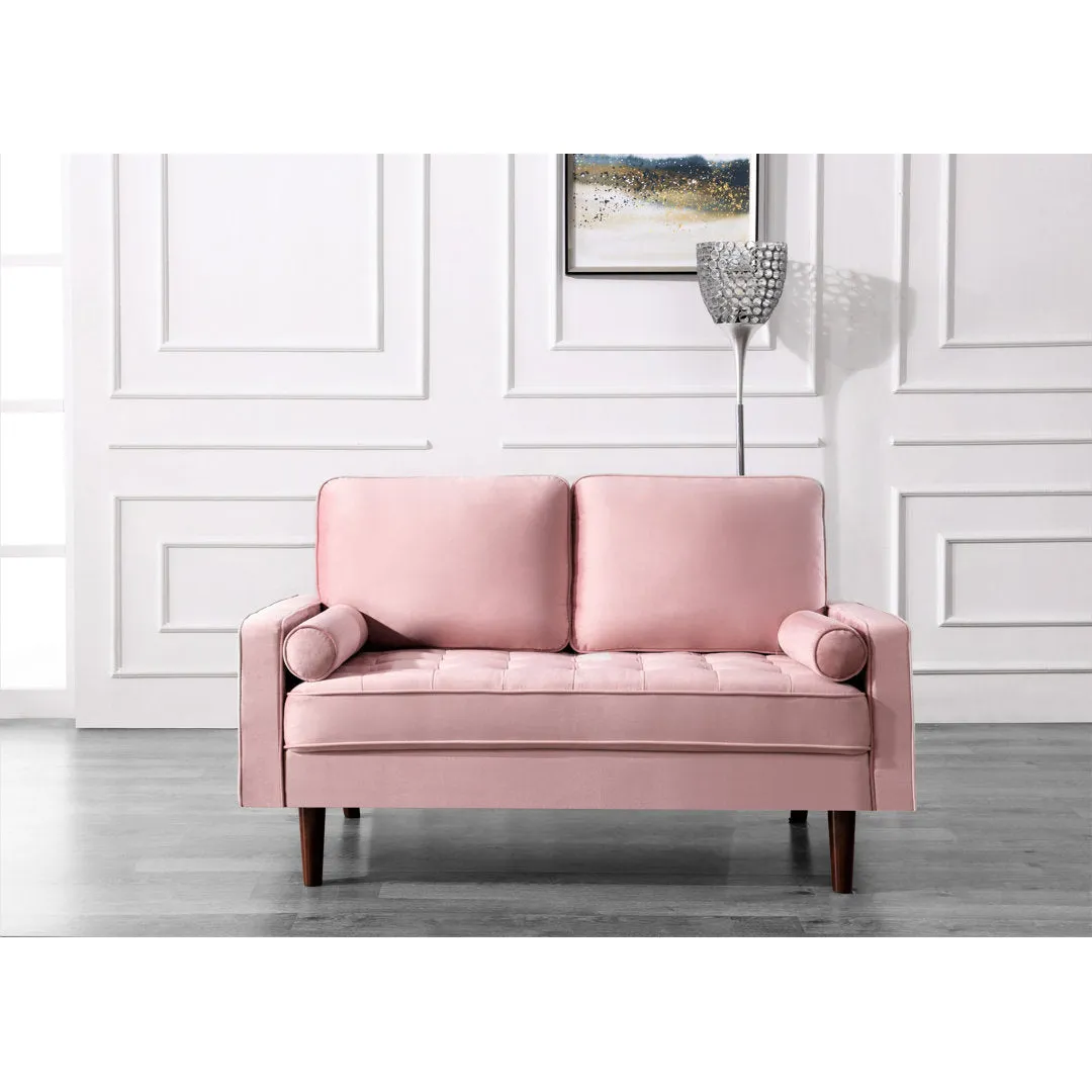 Ashfaq 57.8" Velvet Square Arm Loveseat Wade Logan® Fabric: Polyester Tea Rose
