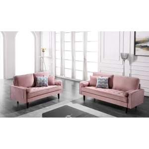 Ashfaq 57.8" Velvet Square Arm Loveseat Wade Logan® Fabric: Polyester Tea Rose