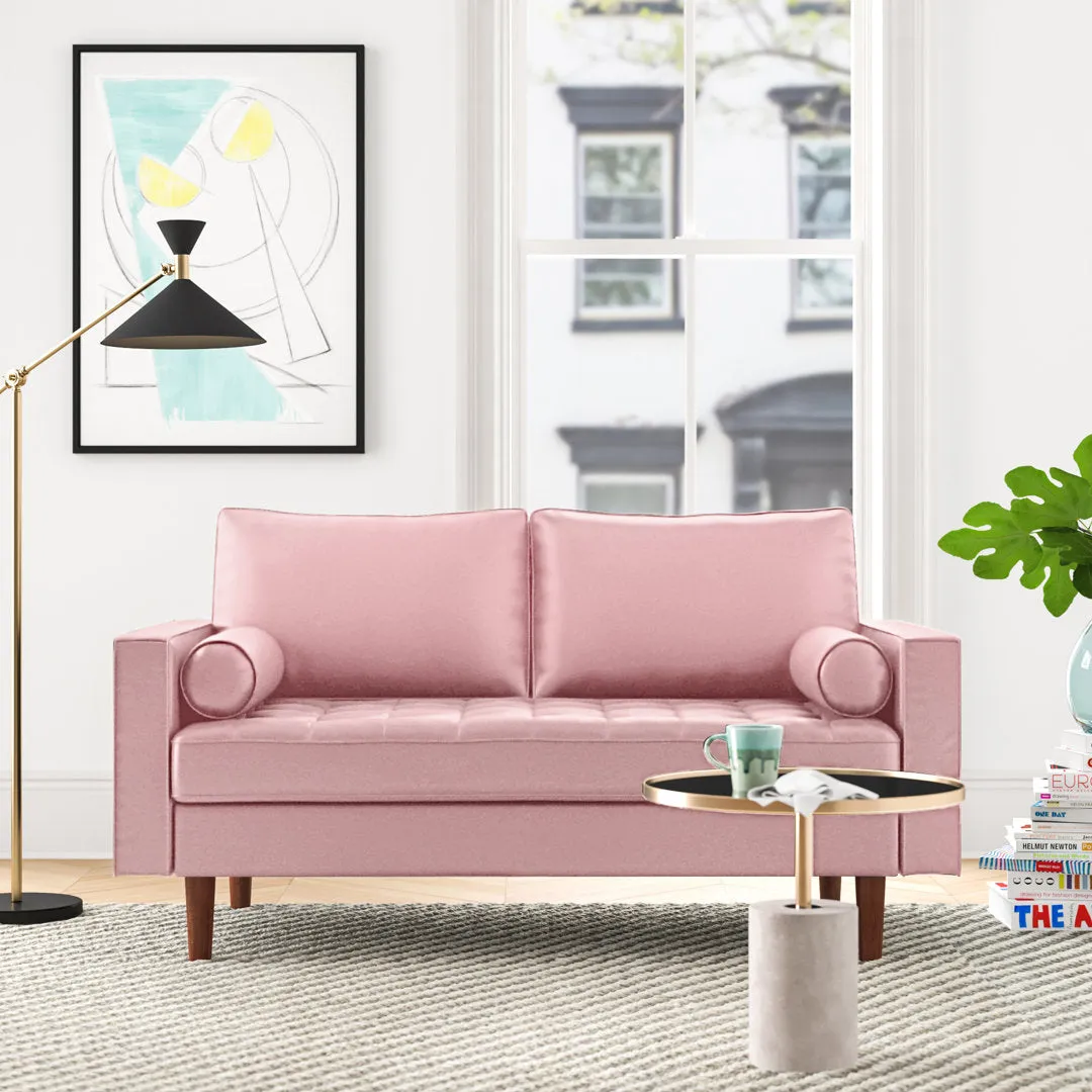 Ashfaq 57.8" Velvet Square Arm Loveseat Wade Logan® Fabric: Polyester Tea Rose