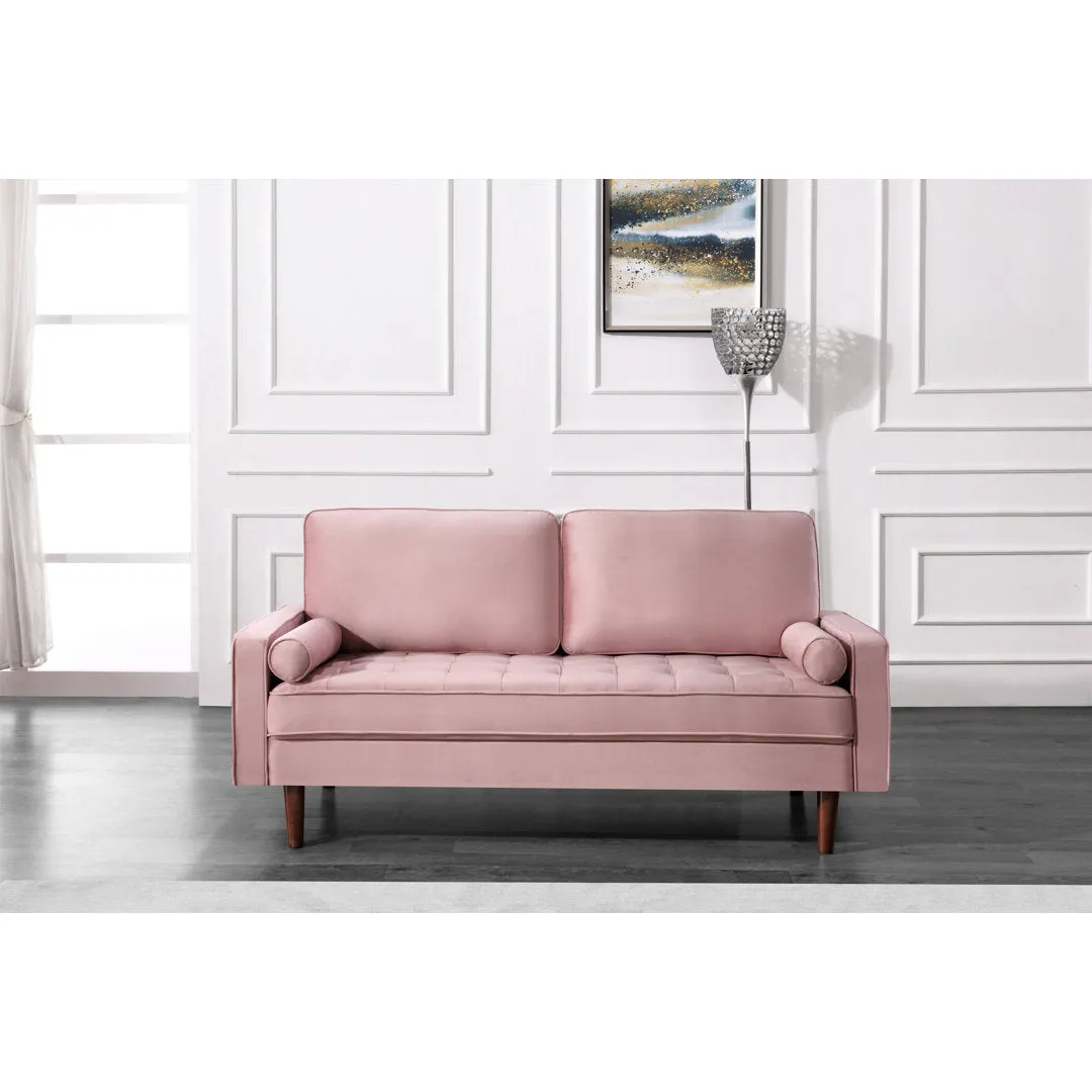 Ashfaq 57.8" Velvet Square Arm Loveseat Wade Logan® Fabric: Polyester Tea Rose