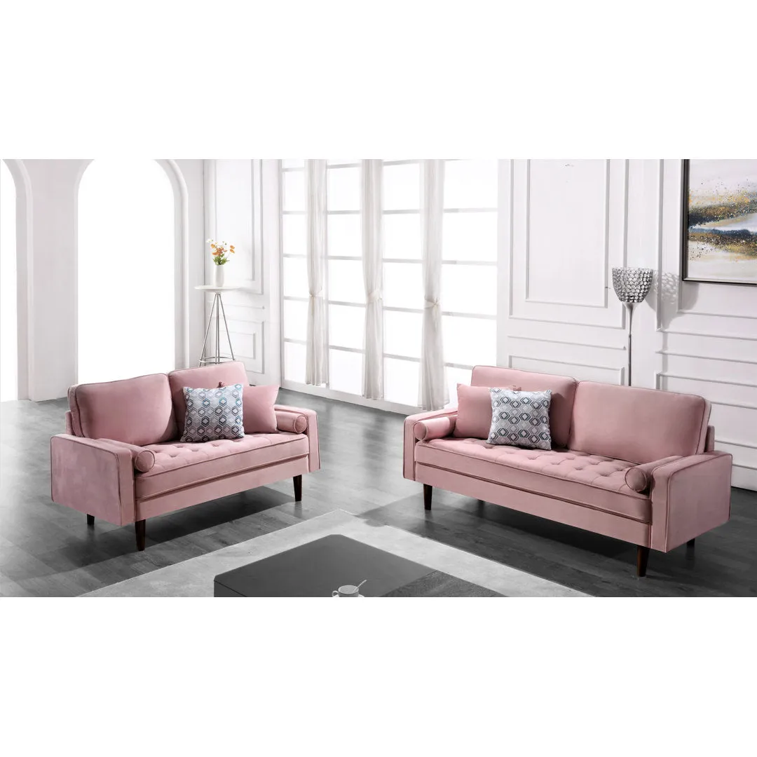 Ashfaq 57.8" Velvet Square Arm Loveseat Wade Logan® Fabric: Polyester Tea Rose