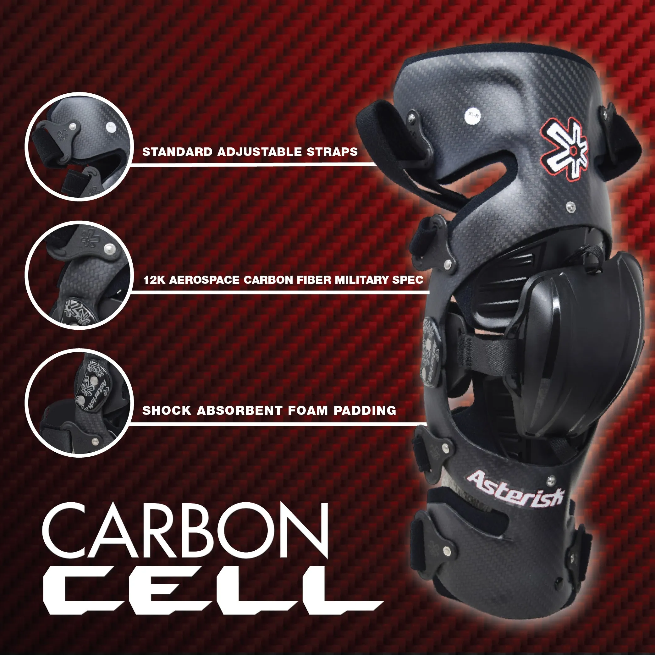 Asterisk Ultra Cell 4.1 - Advanced Knee Protector Brace (Right Only) for Motocross, Snowboarding, Wakeboarding, Off-Roading, Football, & More - Size Large