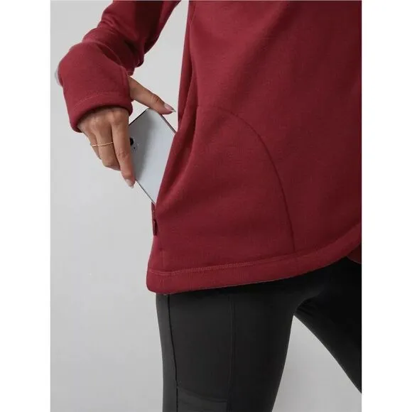 Athleta Women's Karma Funnel Neck  Pullover Sweatshirt Red Size Small