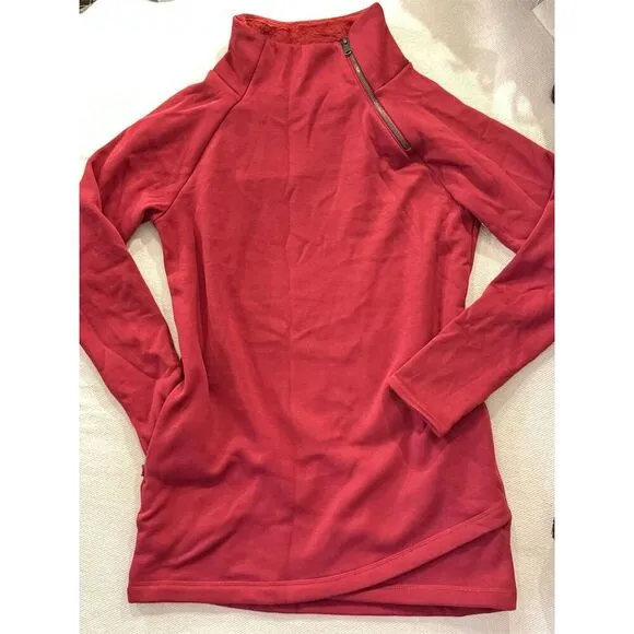 Athleta Women's Karma Funnel Neck  Pullover Sweatshirt Red Size Small