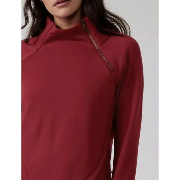 Athleta Women's Karma Funnel Neck  Pullover Sweatshirt Red Size Small