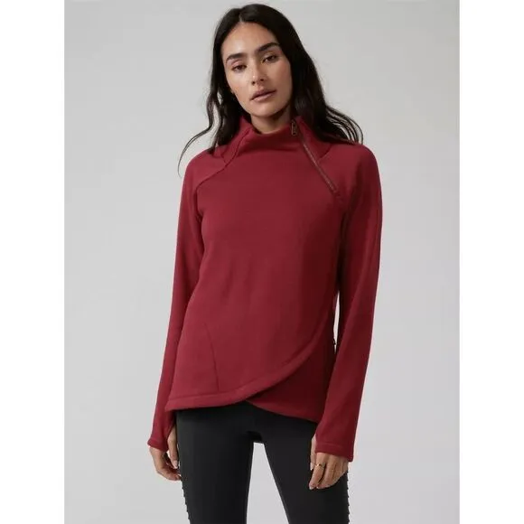 Athleta Women's Karma Funnel Neck  Pullover Sweatshirt Red Size Small
