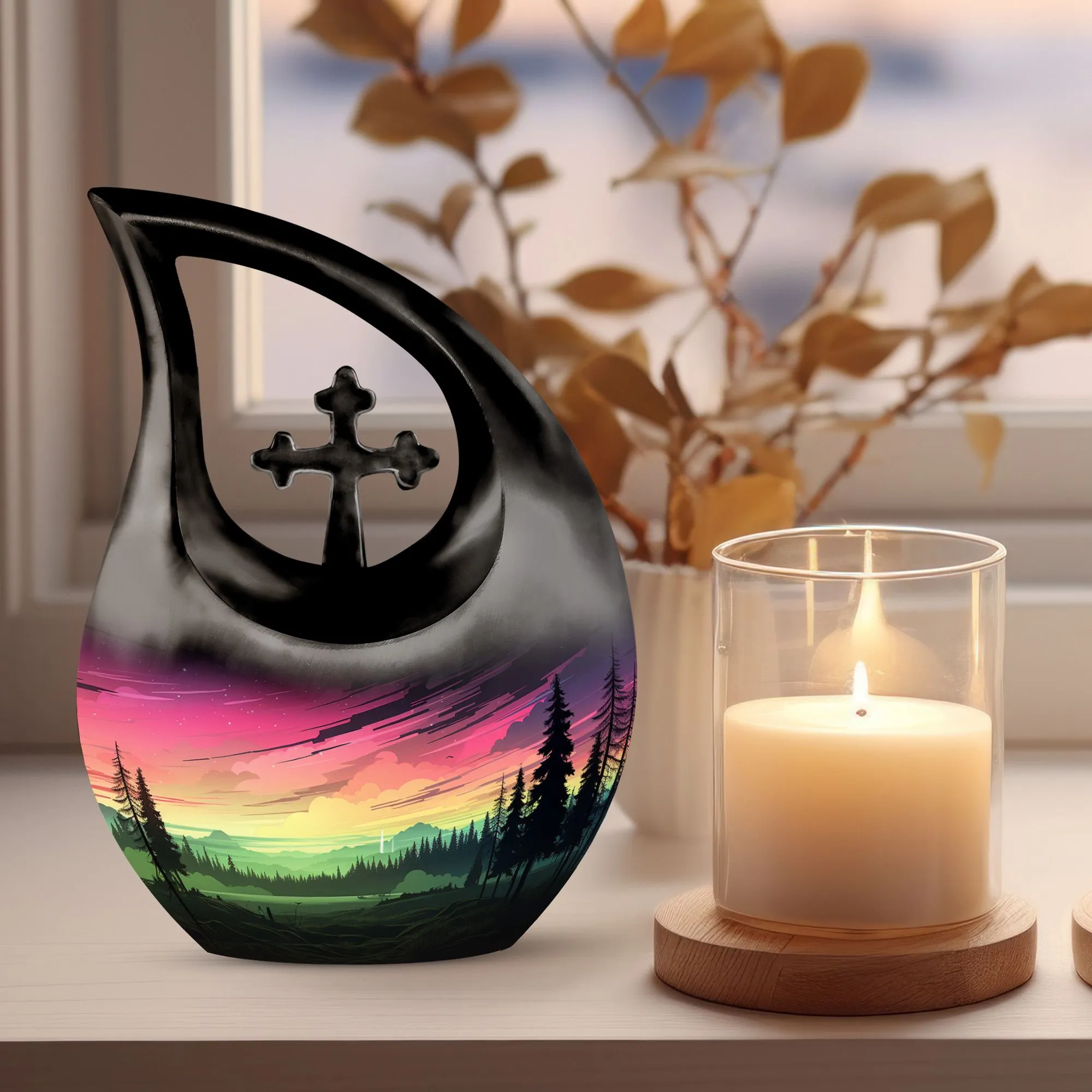 Aurora Urn Tribute - Delicate Cross Drop Keepsake for Cherished