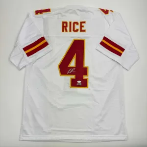 Autographed/Signed Rashee Rice Kansas City White Football Jersey JSA COA