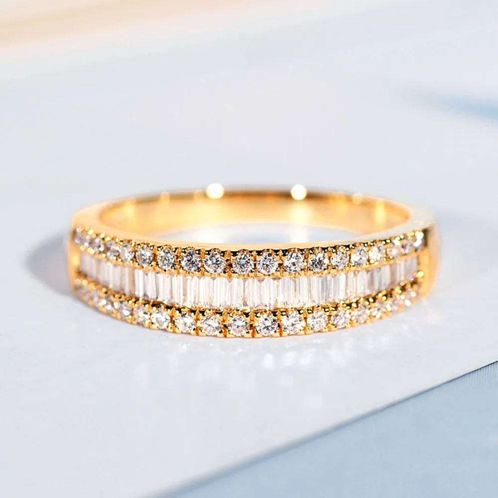 Baguette and Round Diamond Fashion Ring