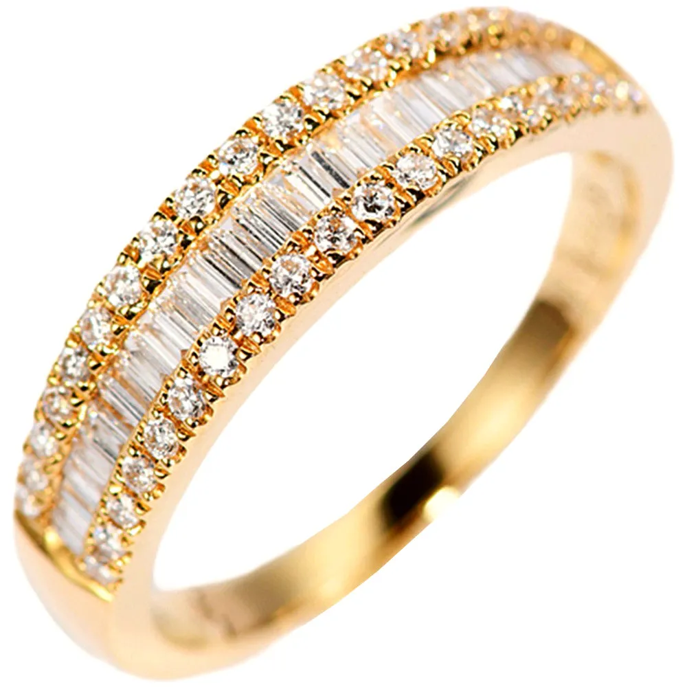 Baguette and Round Diamond Fashion Ring