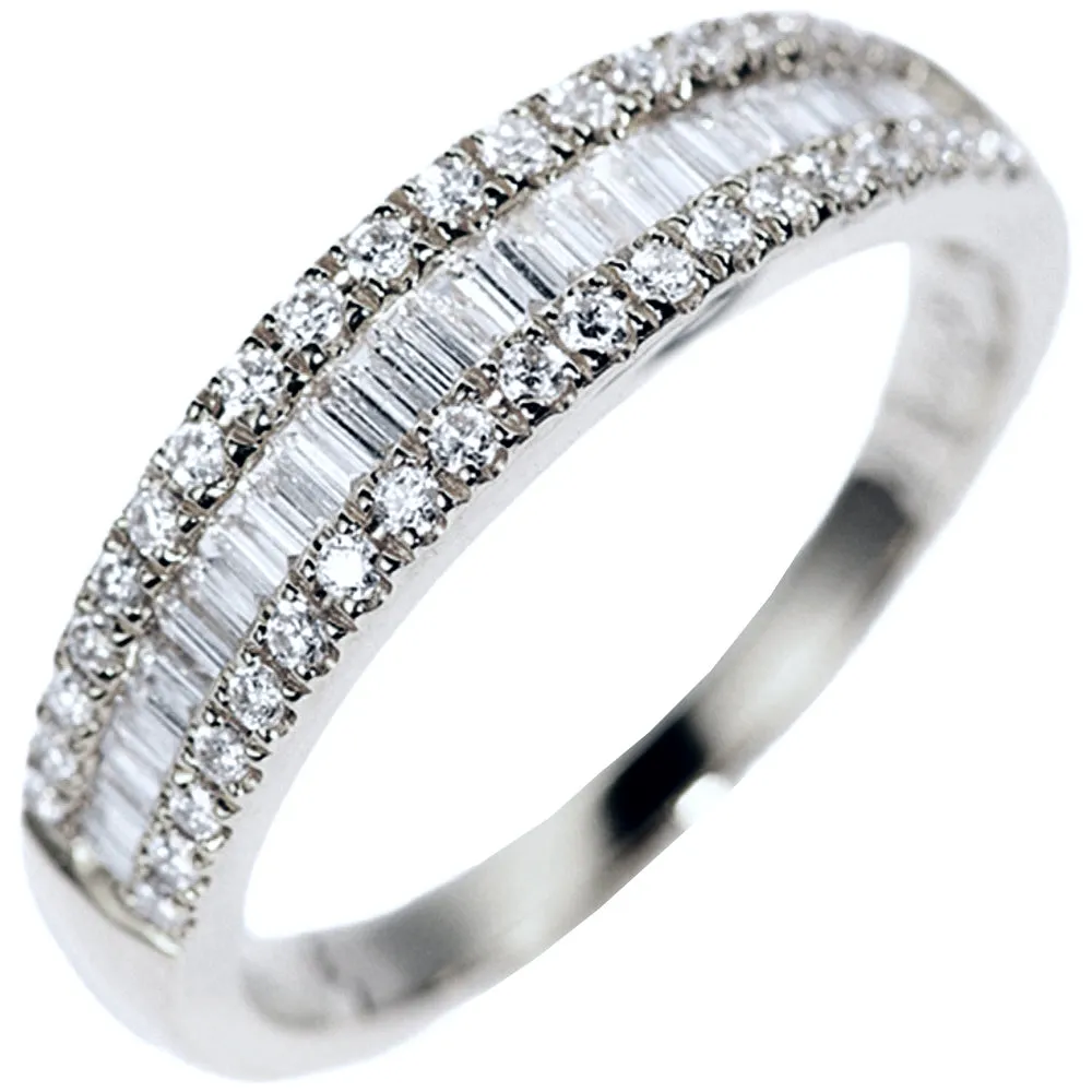 Baguette and Round Diamond Fashion Ring