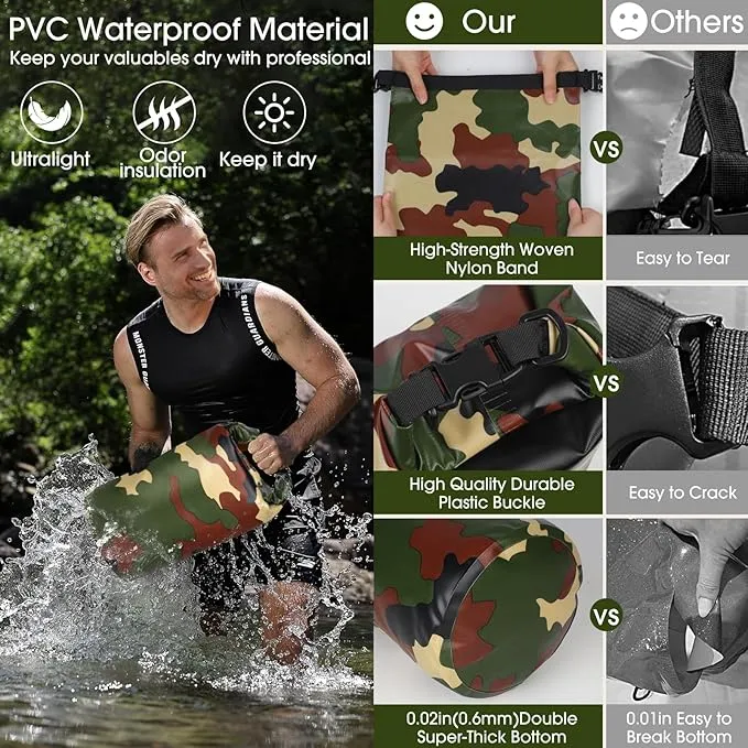 Bear Food Bag Hanging System, Bear Bags for Food Backpacking, Ultralight Bear Proof Food Storage Canister Bag, 10L Waterproof Camping Bear Food Bag Pulley System with Paracord, Carabiner, Throw Bag