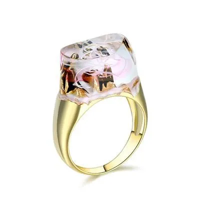 Beautiful mountain view Blue smoke Eco Resin Ring Black Gun Color High Quality Polished